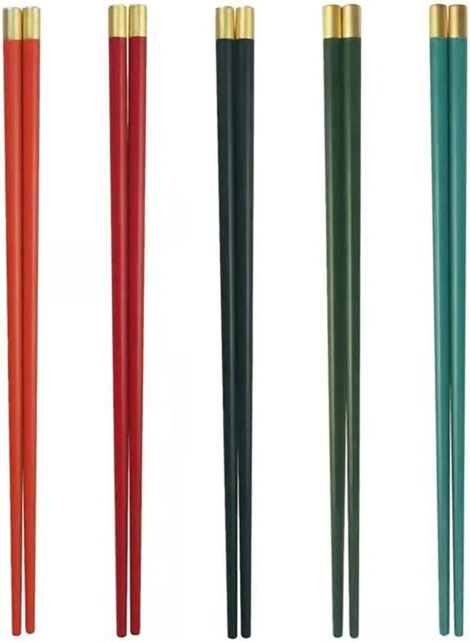 Iktu Fiberglass Chopsticks 5 Pairs , Non Slip Reusable Chop Sticks for Food, Japanese Chinese Korean Kids Chopsticks, Easy to Use, Dishwasher Safe, 25 cm (Mix-Color) - Image 1